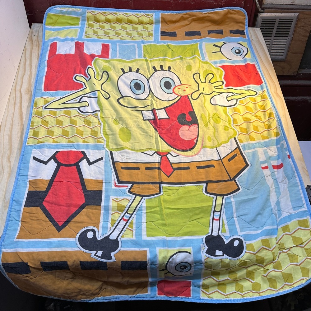 Nickelodeon SpongeBob SquarePants Kids Blue Yellow Graphic Comforter Blanket